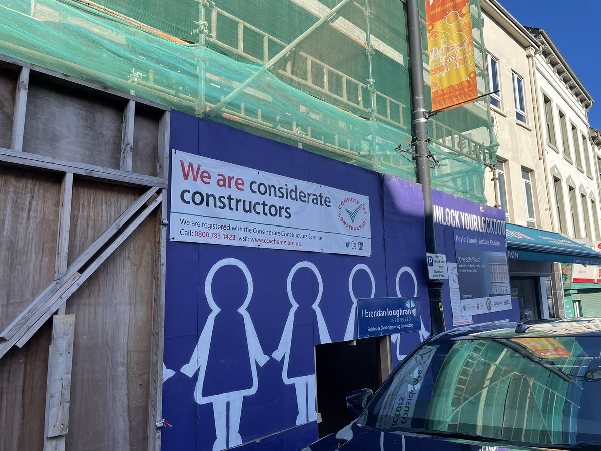 WomensAidNI's tweet photo. Thanks to @FoyleFJC just had a tour of the soon to be launched Family Justice Center building which is well on its way and what an amazing space it will be supporting so many. Good to see our #unlockyourlockdown artwork still there as well @FoyleWomensAid https://t.co/Rw4RppJvGx