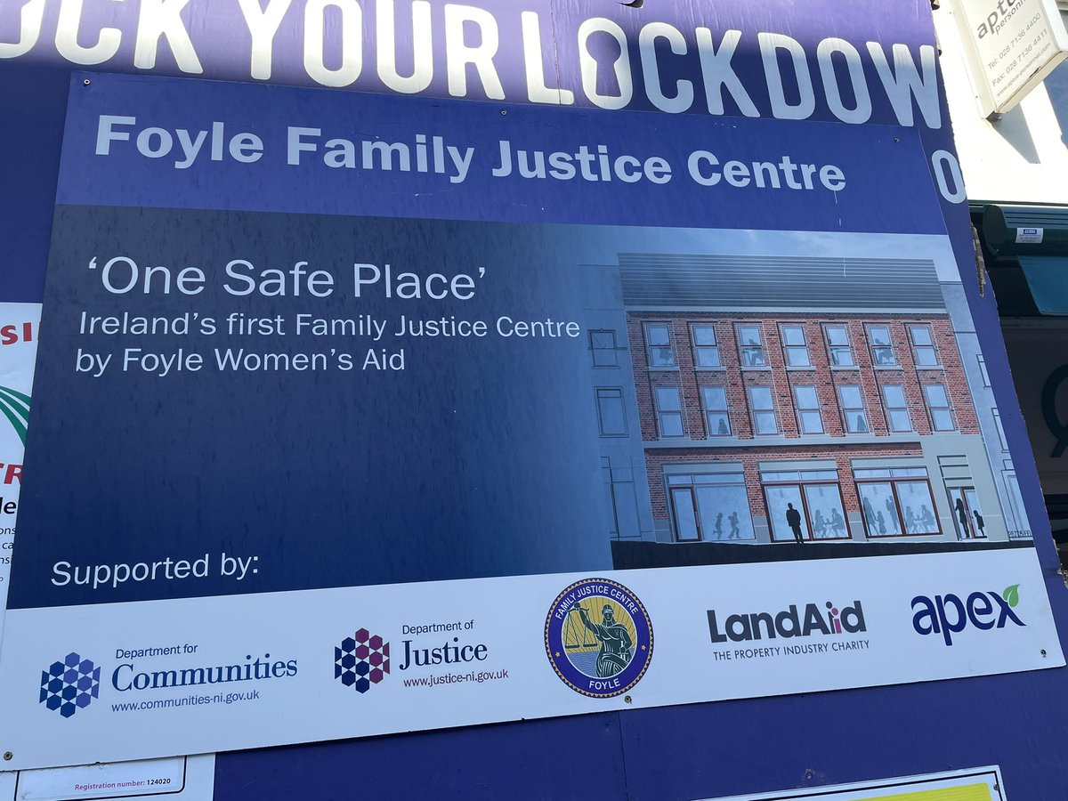 WomensAidNI's tweet photo. Thanks to @FoyleFJC just had a tour of the soon to be launched Family Justice Center building which is well on its way and what an amazing space it will be supporting so many. Good to see our #unlockyourlockdown artwork still there as well @FoyleWomensAid https://t.co/Rw4RppJvGx