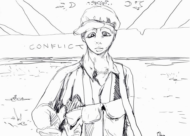 今日も昔の絵をあげます。conflictと書いてあるものもありますが現在進行中のそれについての絵ではありません。 