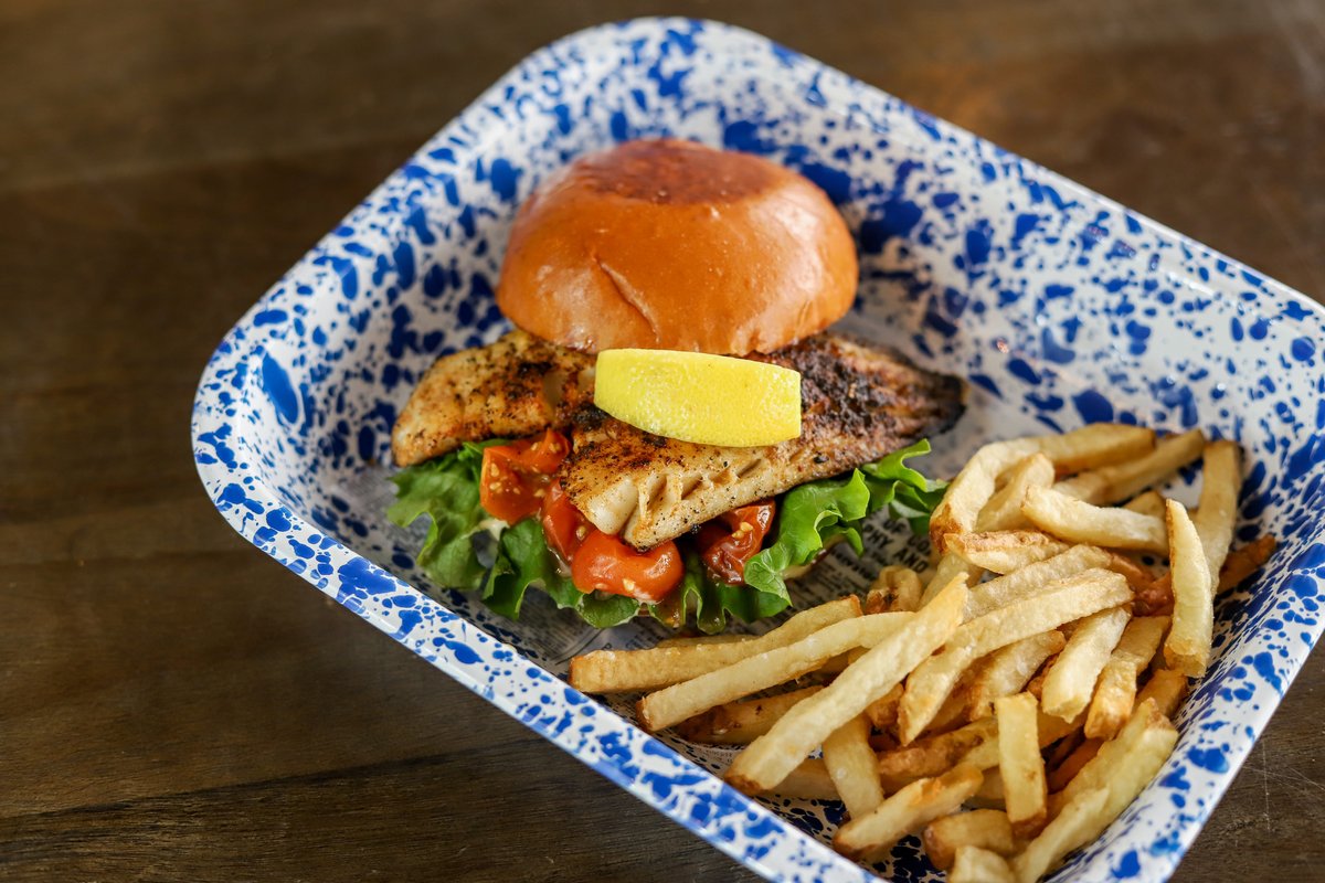 FISH FRIDAY! Have you had our Blackened Cod fish sandwich with roasted cherry tomatoes, lettuce, and tarter all on a toasted buttery bun 🤤