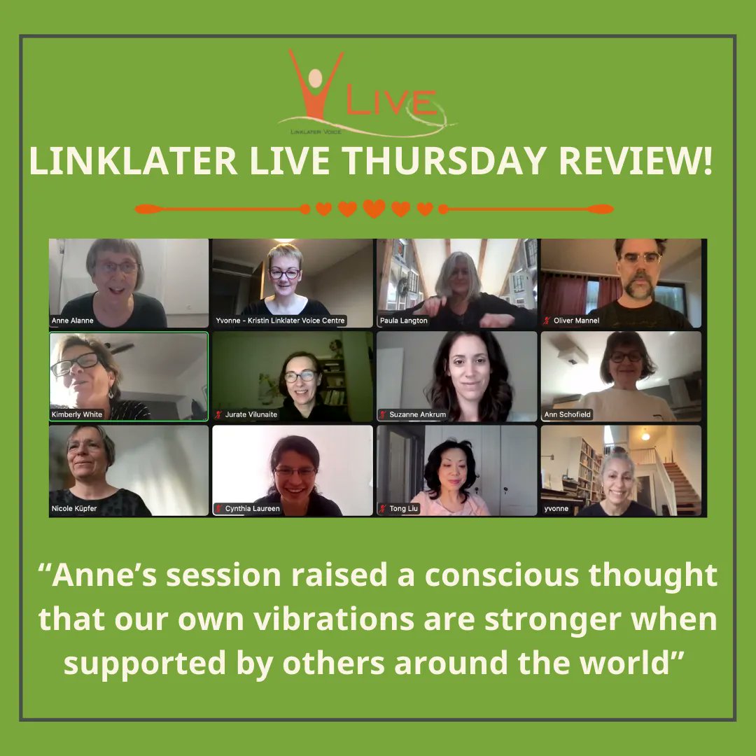 LinklaterVoice's tweet photo. A resounding warmup yesterday exploring how far vibrations can travel with Anne Alanne!
Click here to see our upcoming Linklater Lives! : https://t.co/5wVAvk8LyA
#kristinlinklater #linklatervoice #kristinlinklatervoicecentre #linklaterlive #voicewarmup https://t.co/cZYWCGSE4A