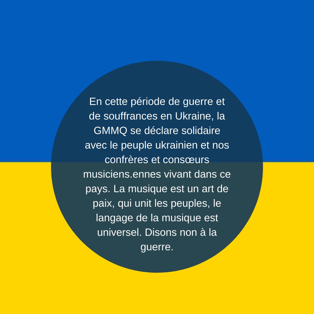 La musique est un art de paix, qui unit les peuples, le langage de la musique est universel. Disons non à la guerre.#StandWithUkraine️