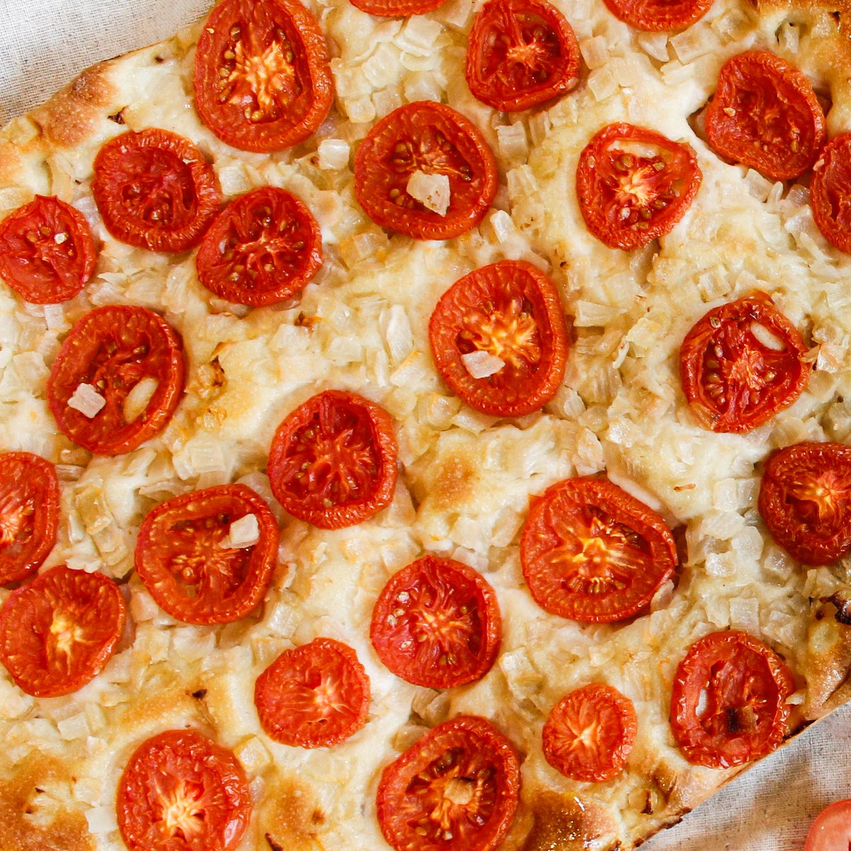 Getting close and personal with the Grilled Tomato-Onion Focaccia used to make our Roasted Rosemary Lamb sandwich 😍 stop by today and get some of your own from our bakery‼