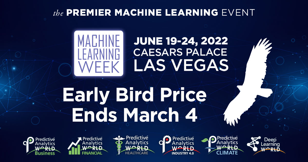 🚨 Today is your last chance to join the Predictive Analytics World and Deep Learning World conferences in Las Vegas with Early Bird rates. Make sure to register now before prices go up tomorrow! mlweek.com | #MLweek #MachineLearning #DeepLearning #DataScience