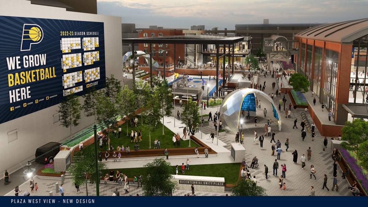 GainbridgeFH's tweet photo. We’re excited to announce the newly named Bicentennial Unity Plaza will be home to a community basketball court that will be converted to a seasonal ice rink, new public art and more thanks to a $28.47 million grant from Lilly Endowment Inc.

Info: https://t.co/vbxVWdvFs5 https://t.co/oob7O0byHZ
