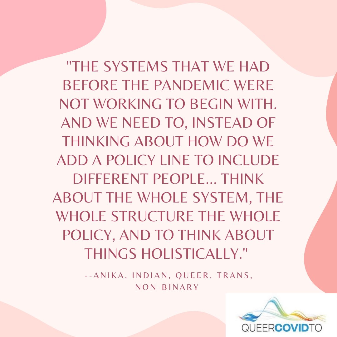 queercovid's tweet photo. This week, we are featuring quotes that illuminate how our participants felt about Ontario's healthcare and policies throughout the third wave of the pandemic. 

All information has been anonymized and pseudonyms have been assigned for confidentiality. 

#queercovidto https://t.co/4BqrNPV2pD