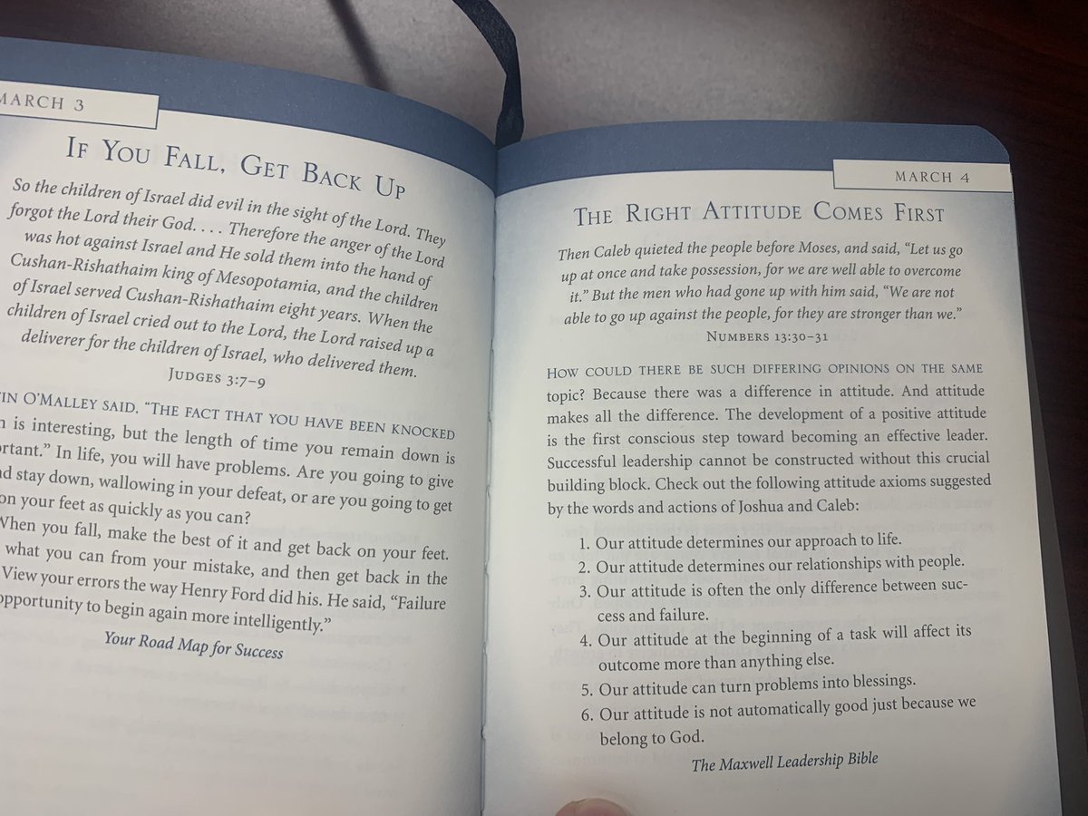 English 1 team at NHS gave me this leadership devotional as a going away present last year. Powerful stuff about perseverance and attitude the last two days. Today is a great day to have a great attitude!