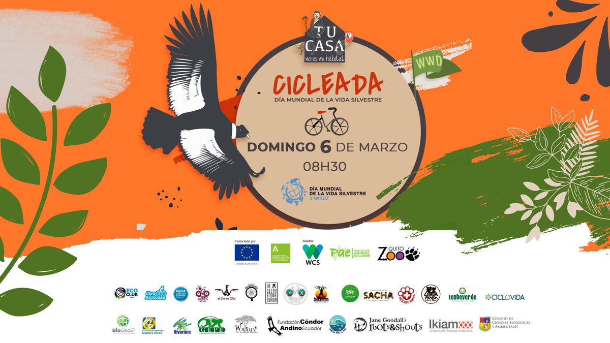 📌Este domingo 6 de marzo viviremos la cicleada por el Día Mundial de la Vida Silvestre, en Quito, Guayaquil, Ibarra, Riobamba y Tena. Una actividad para toda la familia. Conoce más detalles en el siguiente enlace: quitozoo.org/2022/03/03/cic…