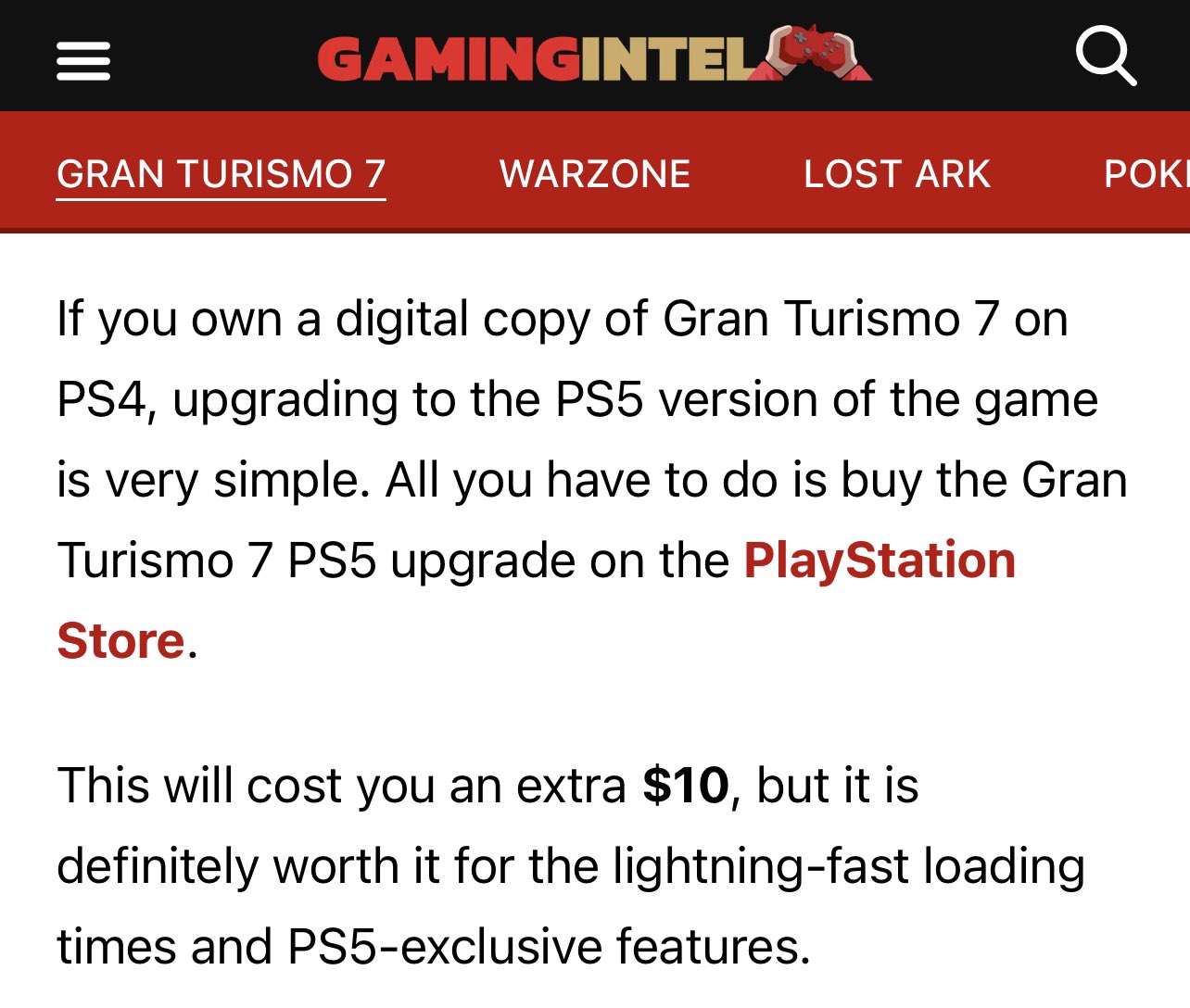 Does Gran Turismo 7 have a free PS5 upgrade?