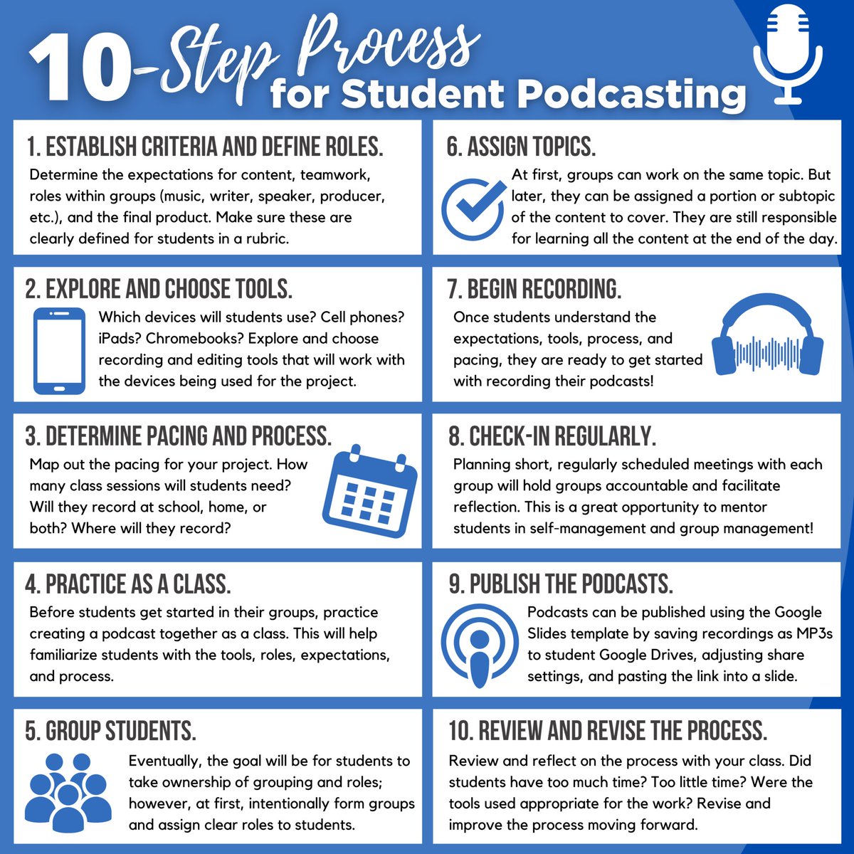 TCEA's tweet image. A Simple Process and Template for Student Podcasting

bit.ly/3BEiUTJ @drbruceellis 
#edtech #teachertwitter #k12 #learning