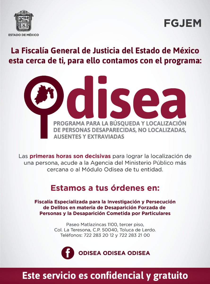 Recuerda que no debes esperar 72 horas para reportar la desaparición de un familiar o conocido, acércate al módulo #Odisea más cercano a tu domicilio o bien al 800 7028 770.