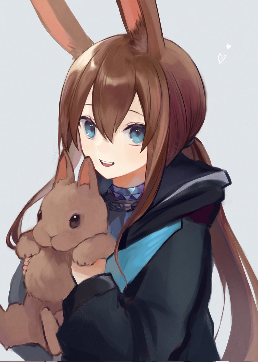 amiya (arknights) 1girl animal ears rabbit ears blue eyes brown hair long hair solo  illustration images