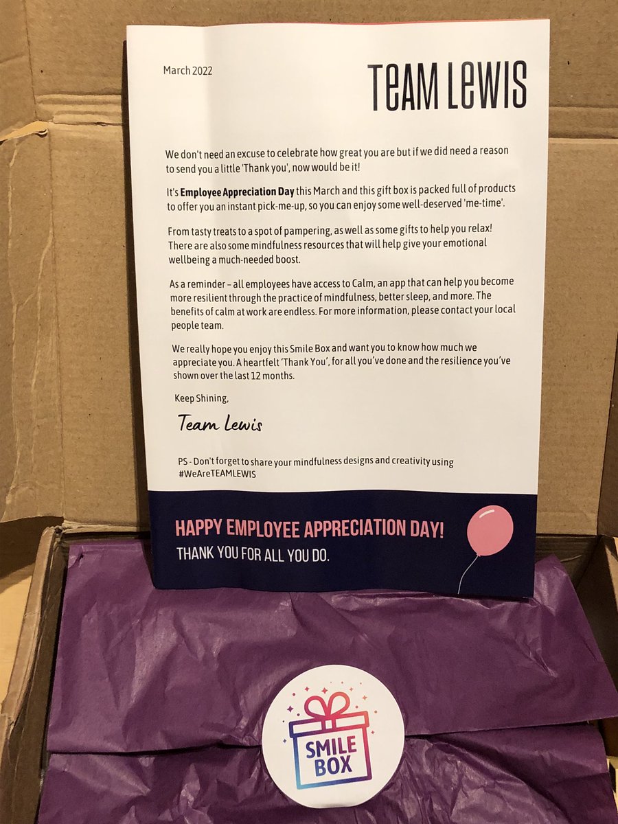 sallyone's tweet image. It’s always nice to feel appreciated, but especially on Employee Appreciation Day. Thank you @teamlewisglobal #WeAreTEAMLEWIS #KindnessMatters