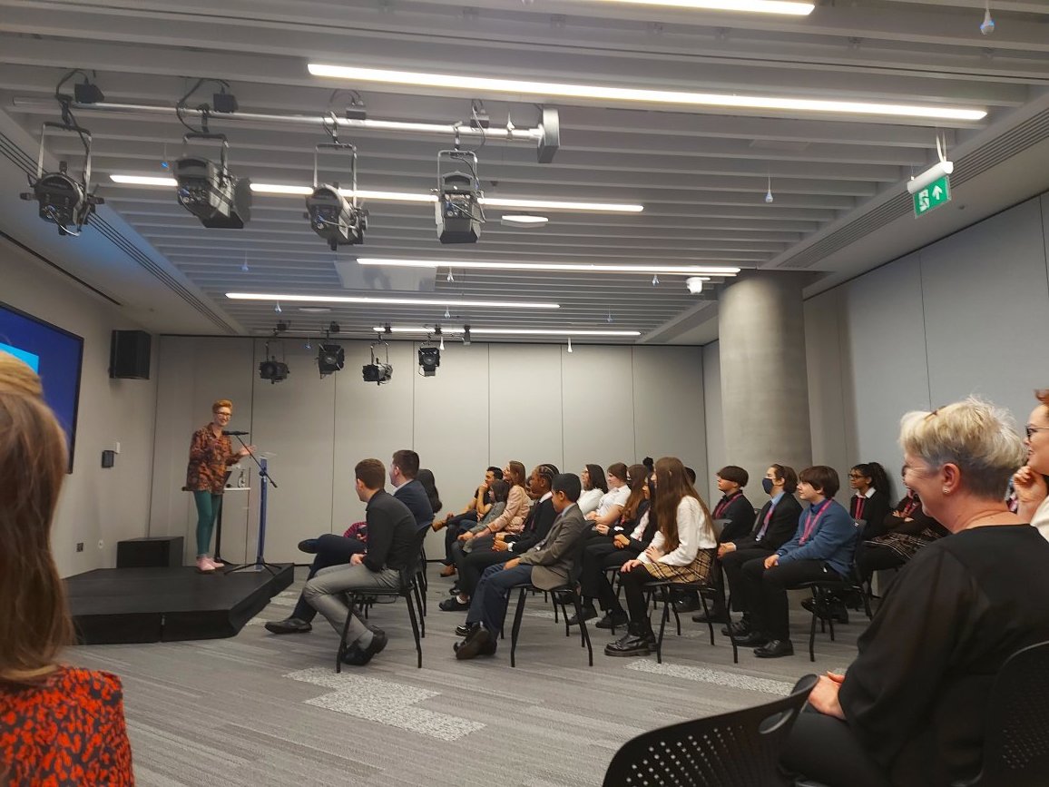 GloriaGoldLDE's tweet image. At the British Council where our Year 10 learner @LDEUTC Abbie&apos;s painting as Young Artist of the Year 2022 is being unveiled.