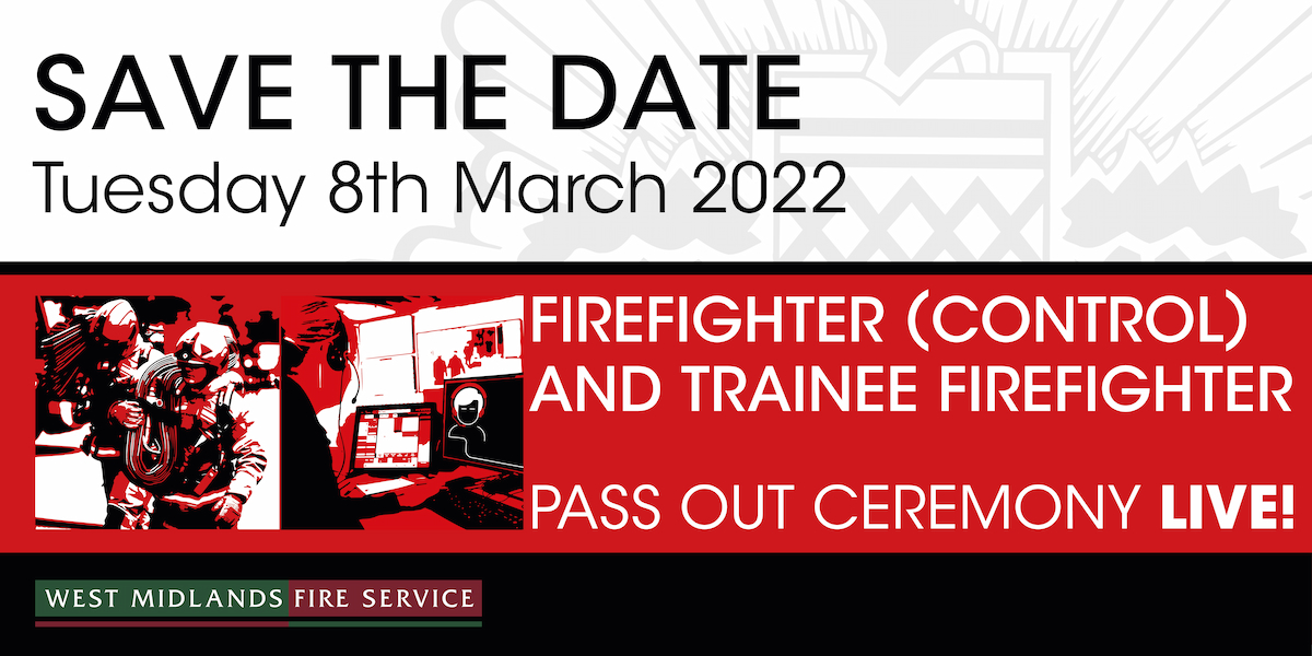 📅 SAVE THE DATE! 🚒 
Our next trainee Firefighter and Firefighter (Control) pass out ceremony is taking place next Tuesday evening! You'll be able to watch the certificate ceremony live on our Facebook account. Watch this space for more details!