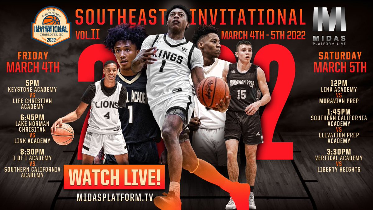 🔥The 2022 Southeast Invitational presented by Midas Platform
📅March 4-5
📍Charlotte, NC
📺MidasPlatform.tv

@KeystonePrep <a href="/StormSportsLKNC/">ChristinSports</a> <a href="/SocalAcad/">SoCal Academy</a> <a href="/LinkHoops/">𝐋𝐢𝐧𝐤 𝐇𝐨𝐨𝐩𝐬</a> <a href="/LHAIbasketball/">LibertyHeightsHoops</a> <a href="/UnderratedAthl_/">Underrated Athletes</a> <a href="/Coachmccarthy88/">Patrick McCarthy</a> <a href="/Coach_Good_HW/">Coach JaRon Goodson</a> <a href="/JustinWBrantley/">Justin Brantley 🎈</a> <a href="/TWoodieSUV/">Taneya Woodie</a>