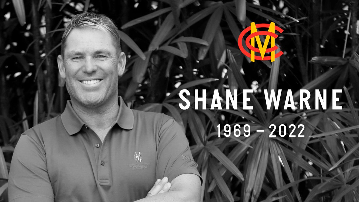 MCCOfficial's tweet photo. MCC is deeply shocked and saddened to learn of the death of Honorary Life Member and World Cricket committee member, Shane Warne.

Shane was one of the finest cricketers ever to have played the game.

Our thoughts are with his family and friends. https://t.co/6gEDCumHDk