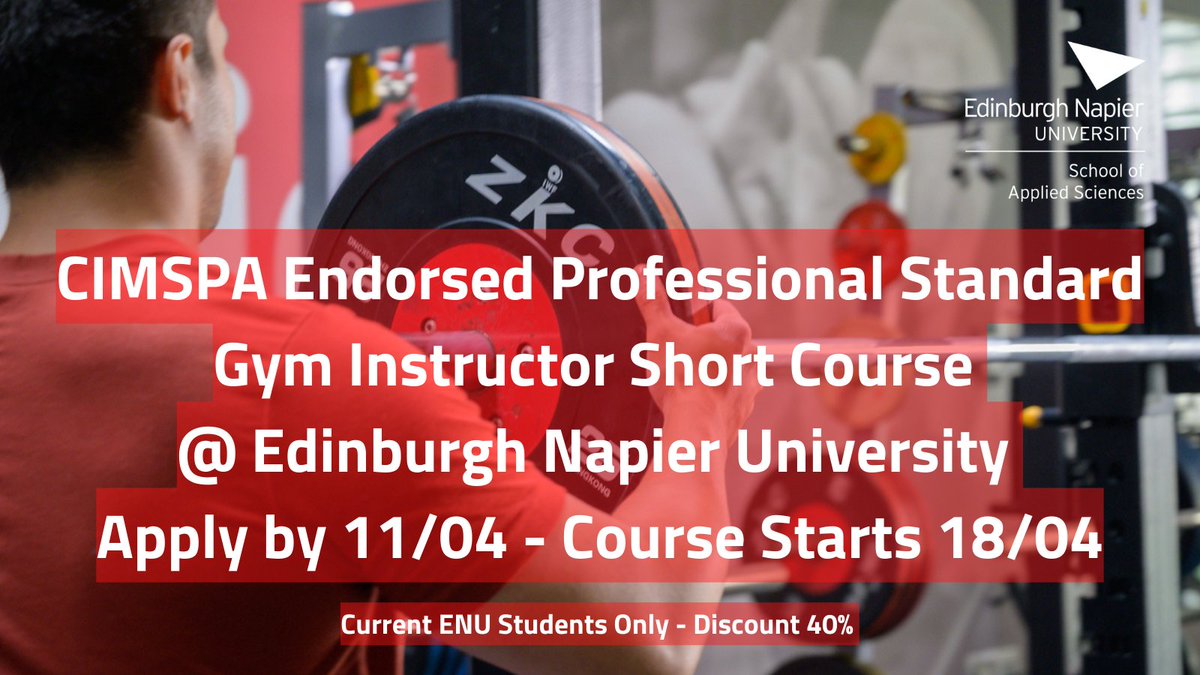 Start your career in #HealthFitnessWellbeing with the #GymInstructor #ShortCourse endorsed by @CIMSPA starting 18/04 <a href="/EdinburghNapier/">Edinburgh Napier University</a>. 🤩
Apply now! 💪bit.ly/ENU-CIMSPA