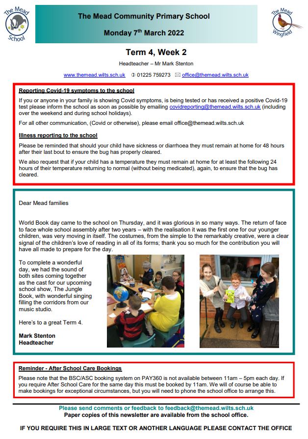 MeadatWingfield's tweet photo. Our latest newsletter is out now! 
Newsletters are emailed to all families but are also available to view or download from our website, https://t.co/SPA8iR7mWk https://t.co/rk9IIOj6dR