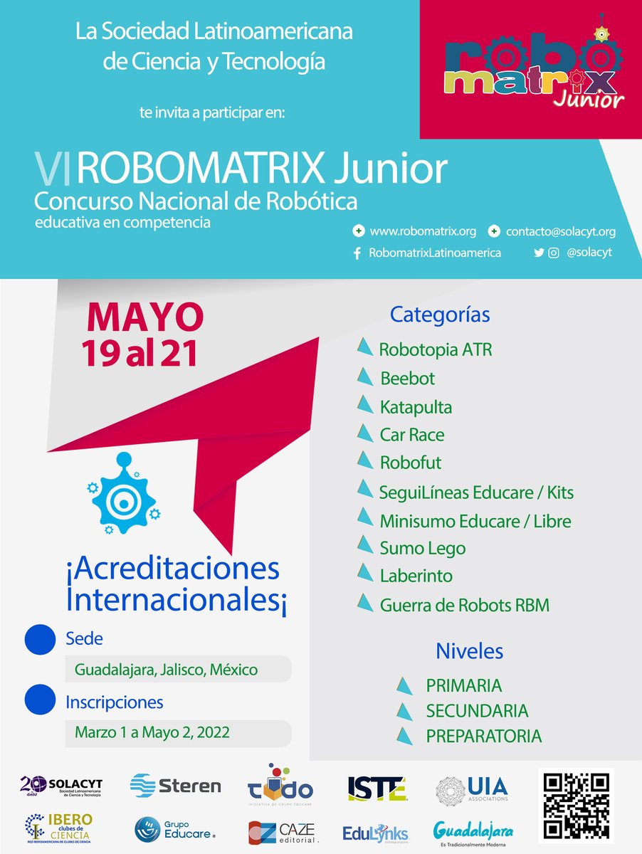 SOLACyT's tweet photo. Listo el #Robomatrix Junior México,  nos vemos en Guadalajara  mayo 19 al 21   @Steren_Mexico @InnovacionJal @SecEducacionJal @GrupoEducare  https://t.co/dfalM0FqZG https://t.co/eqK5yeU0k4