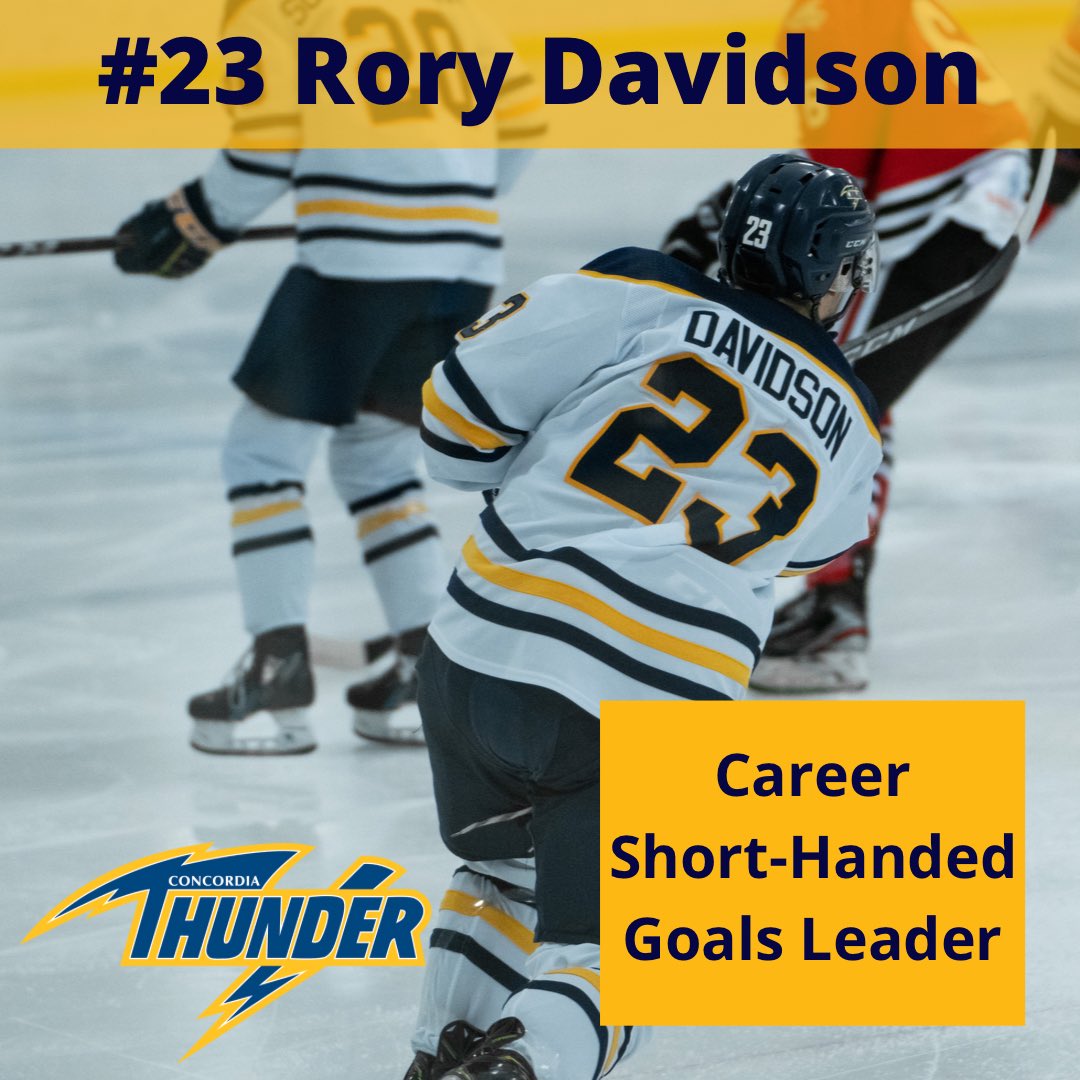 HKY: Earlier this season, fifth year #Thunder forward Rory Davidson added himself to the program record book by setting a new program record for career short handed goals! Congratulations Rory on this incredible achievement in your career 

#GoThunder #FearTheBOOM #ThunderPride