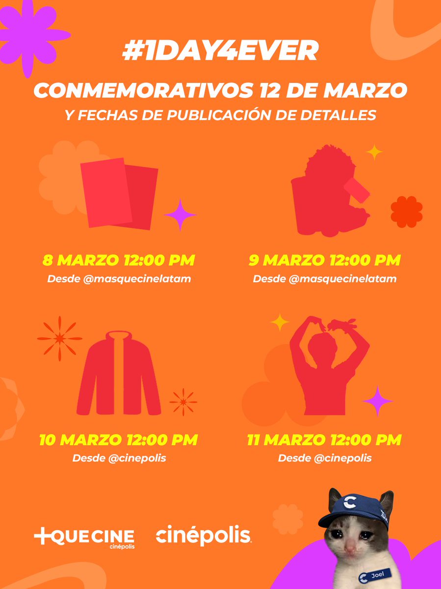 Cinepolis's tweet photo. Ay, perdón me entretuve bailando Butter🧈 La noticia es que habrán 4 conmemorativos del inolvidable concierto de este 12 de marzo. Se revelarán los detalles de cada conmemorativo y cómo adquirirlos en las fechas indicadas a través de nuestras cuentas de Twitter.  #1DAY4EVER https://t.co/yziuRr2fqM