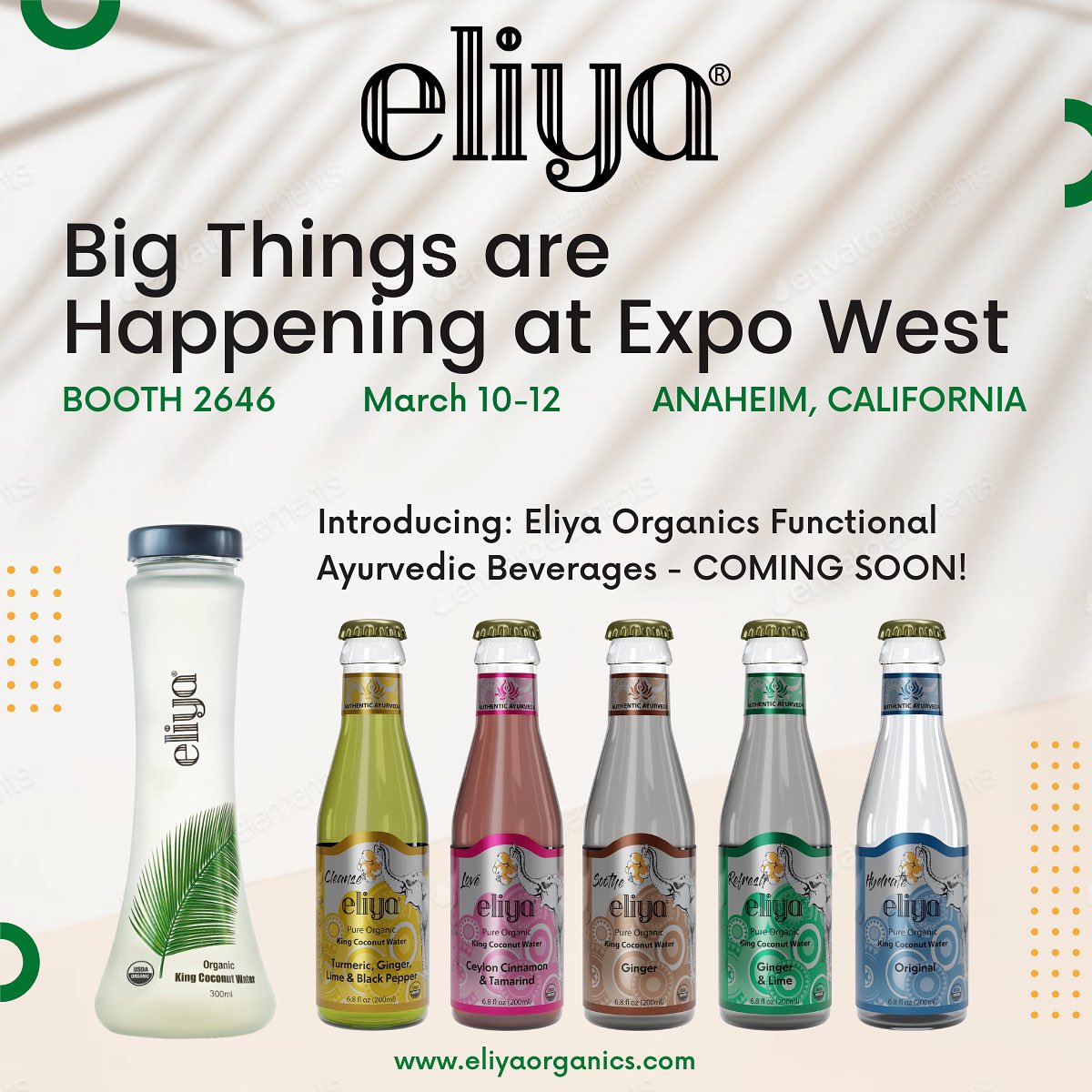 Join us at #expowest next week at booth 2646! Can't wait for you to try our brand new organic functional ayurvedic drinks! They are simply *chefs kiss*