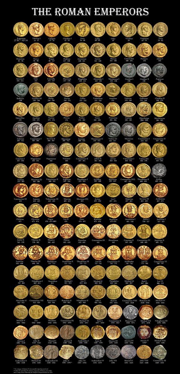 İstanbul'un fethine kadar Roma imparatorları. Poster olarak basılabilecek boyutlarda (4110x8504).  bit.ly/3MnUqnx