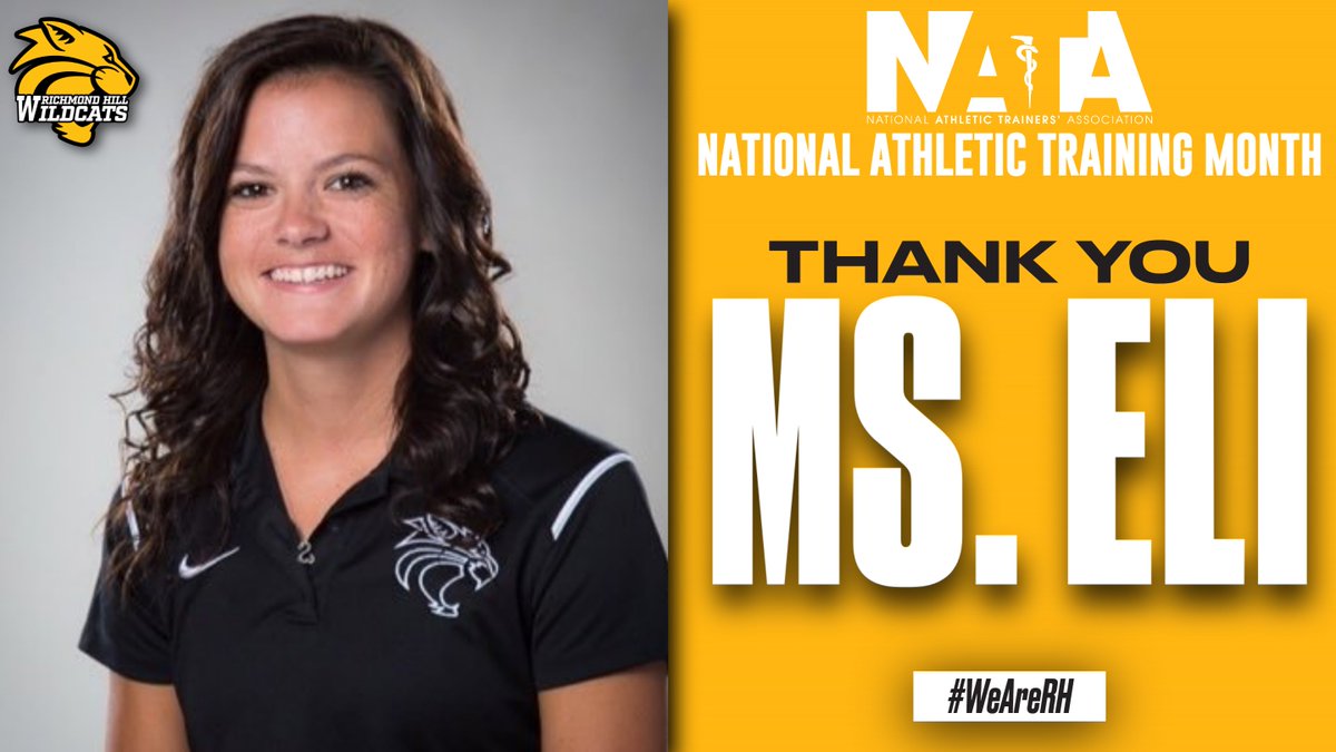 athletics_rhhs's tweet photo. This month is #NationalAthleticTrainingMonth, and we wouldn't be the Athletic Department that we are without our @elibrayatc! 

Thank you for all you do for our Student-Athletes, Ms. Eli!!

#WeAreRH https://t.co/RA4cfFvK1C