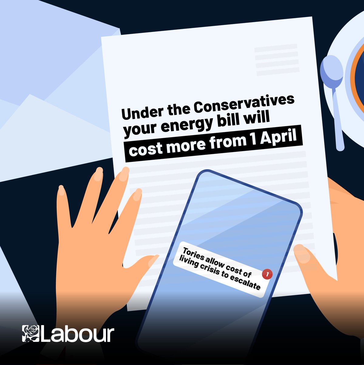 Under the Tories, your energy bills are going to increase next month. Labour would give you security by cutting energy bills this year with a one-off windfall tax on oil and gas profits.