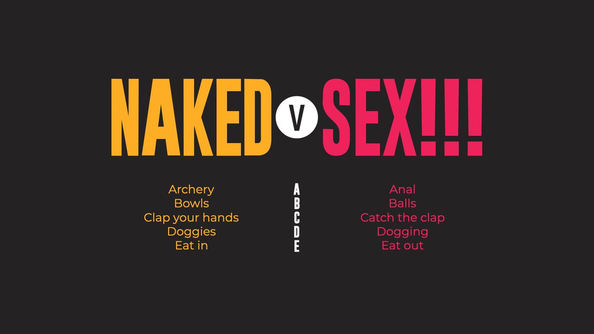 NAKEDvSEX's tweet photo. Helping you all navigate the world of Naked V Sex. Hereβs a short list of things you can do on either side #NaturistLifestyle #IsItASexThing https://t.co/j2I2ZLwrMQ