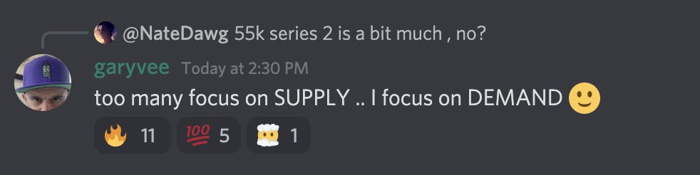 garyvee's tweet image. people talk supply and demand but always focus on supply too much and demand too little ;)