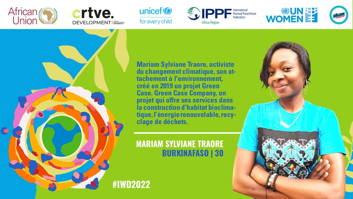 AUYouthProgram's tweet photo. Let’s celebrate young women climate activists who are making history by fighting for our continent.  Who are you celebrating today? #IWD2022 #IMNL https://t.co/5IFw0skiV2