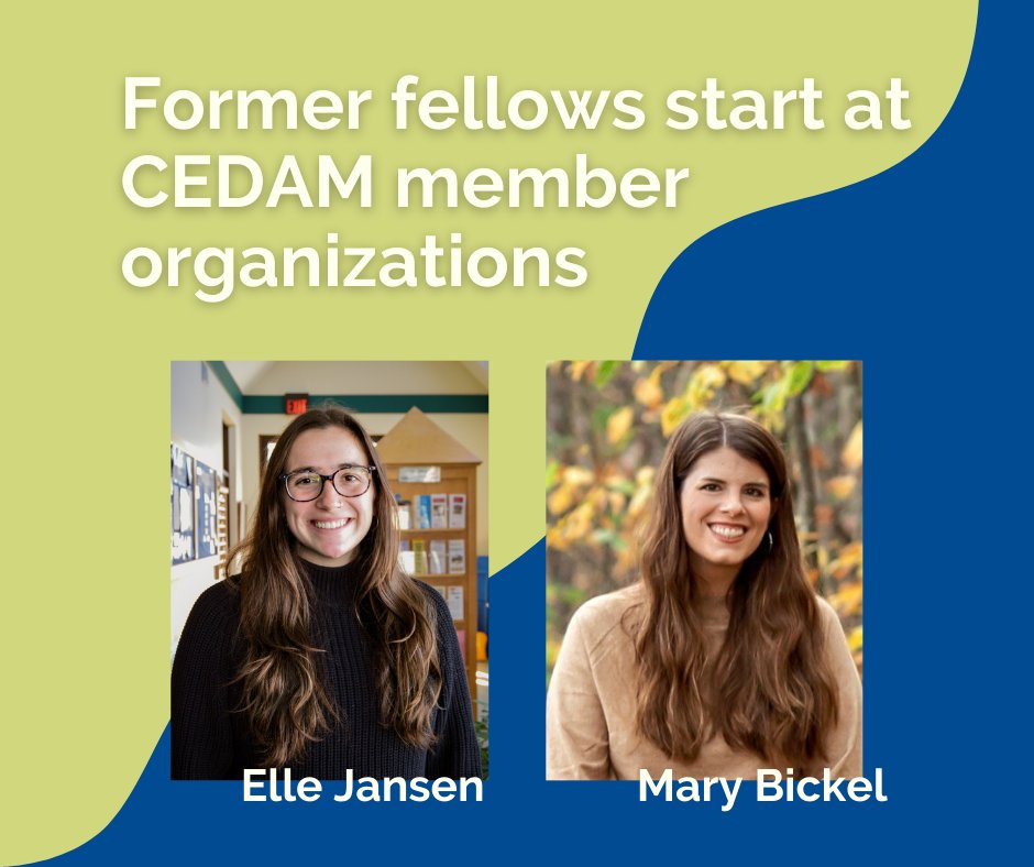 CEDAMinfo's tweet photo. Congratulations to former Community Development Fellows Mary Bickel (cohort 1) and Elle Jansen (cohort 2) who recently started positions at CEDAM member organizations @niupnorth and @LSCP6591, respectively! https://t.co/Kpyu4MfvrZ