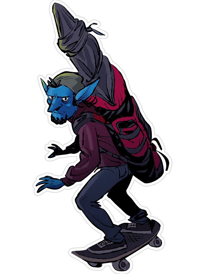 aJeffSchiller's tweet photo. MAGIC POWDER ISSUE #2 on Kickstarter is LIVE!
Anyone who backs a physical tier this weekend will get a FREE sticker of the goblin Breaker skating!
Backers won't be charged until the end of the campaign, in-case anyone is wondering about that.
https://t.co/JGsRd4Y6kf
PLS RT! https://t.co/aj8AsGuLcW