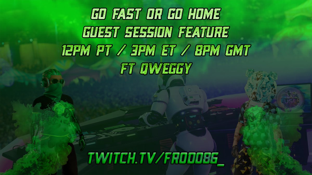 🔴LIVE NOW🔴

It's Friday night so that can only mean it's that time again Grab your Fast Crates and Join <a href="/Qweggy2/">Qweggy</a>
 &amp; I for "Go Fast Or Go Home" The best way to kick of the weekend Fast and Hard ! only on <a href="/FUSERgame/">FUSER</a> 🍻🍻🍻🍻

twitch.tv/frodo86_

#TEAMDEADBIRD #FridayParty