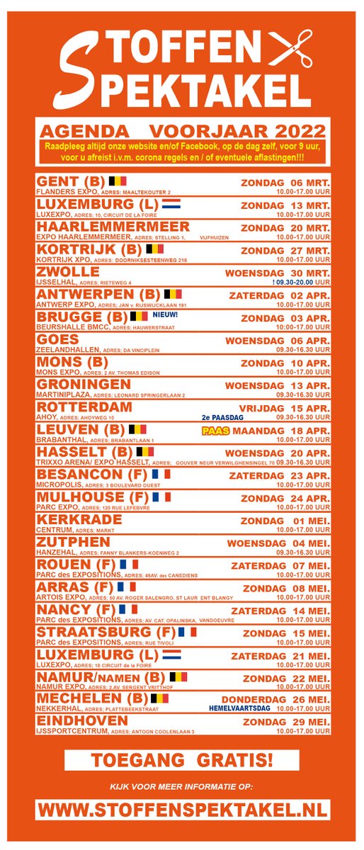 STOFSPEKTAKEL's tweet photo. NL | Onze gewijzigde kalender!
FR | Notre calendrier modifié!
DE | Unser geänderter Kalender!
EN | Our changed calendar! https://t.co/jVUbZL7riL