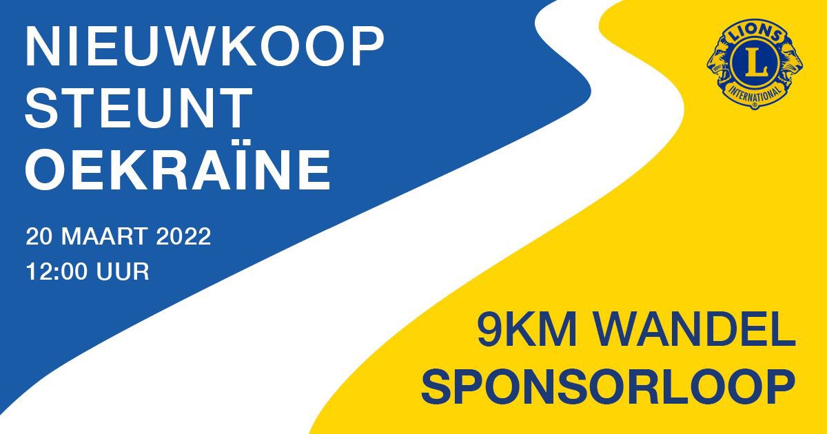 Nieuwkoop steunt Oekraine. Sponsorloop 20 maart om 12:00 vanaf Reghthuysplein Nieuwkoop.