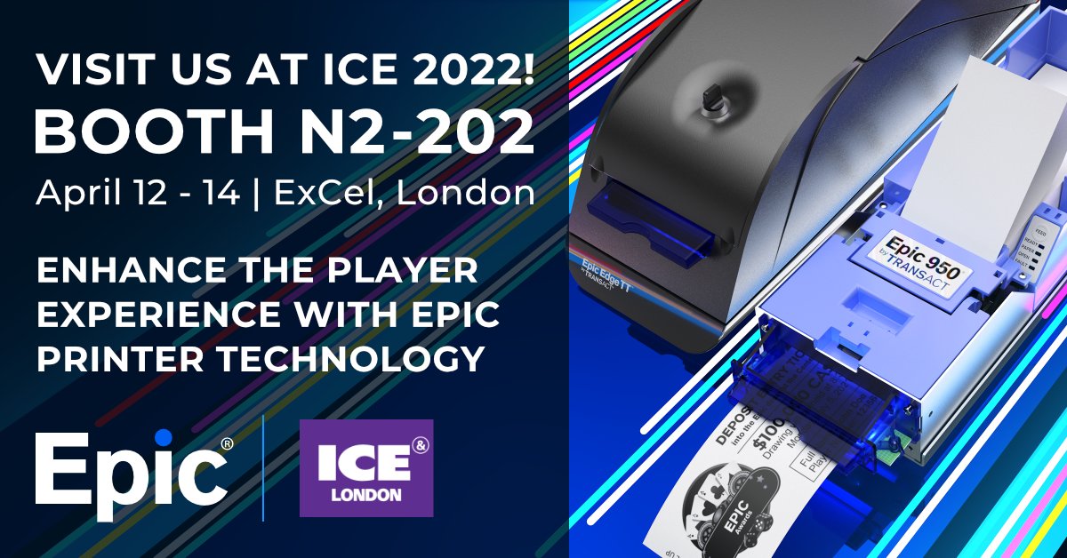 TransActTech's tweet photo. #TACTNews: We will be exhibiting at #ICE2022 this year!
Visit us at booth N2-202 to see how we are Making Gaming EPIC! with our Epic Edge, Epic 950 TITO printers along with our one of the kind Epicentral Promotional Couponing Software.
#ICE #Casino #Tradeshows https://t.co/y2MKXlq87I