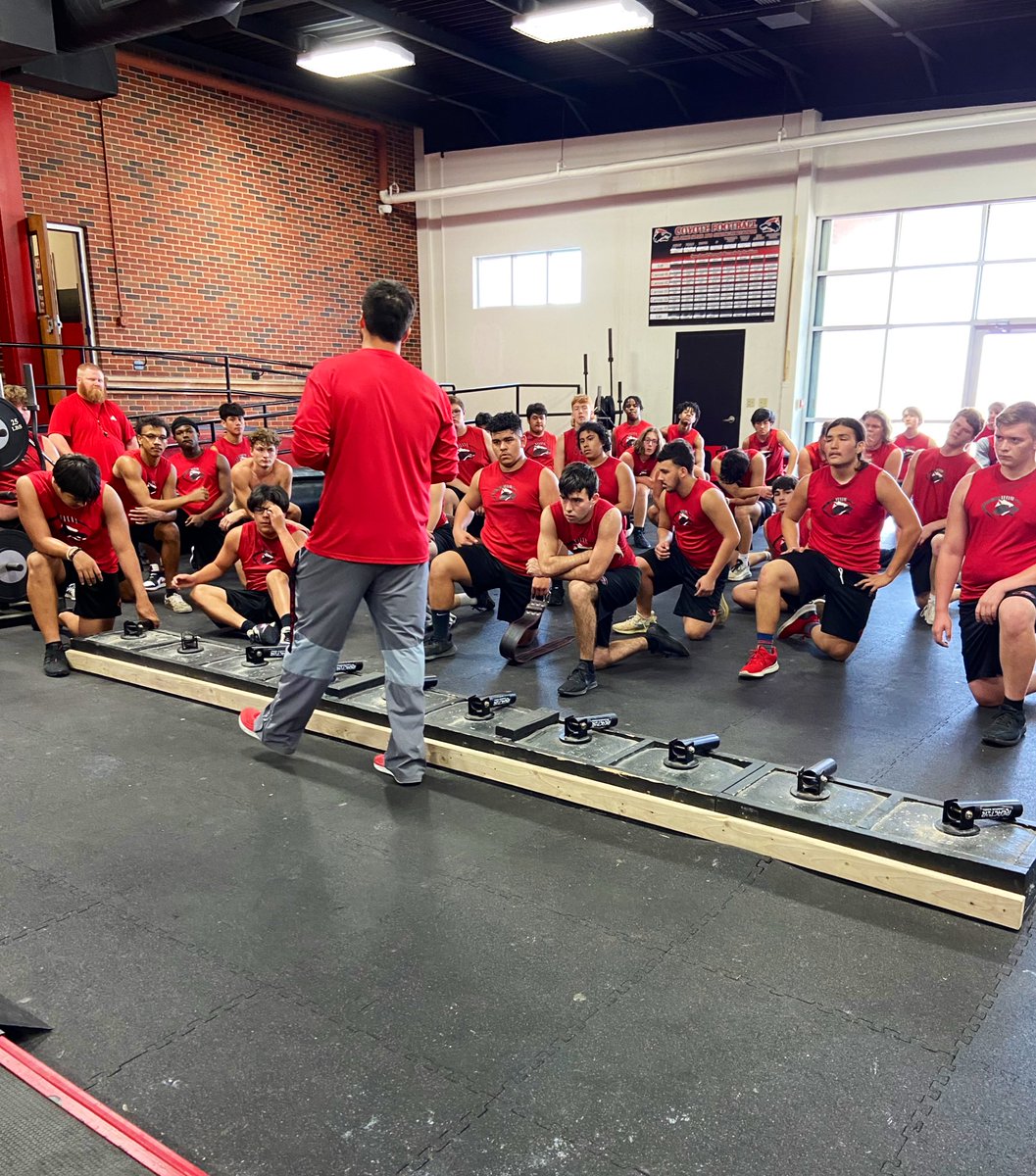 Coach Nunez talking to the ‘Yotes about “Grit”. Always great to here our alumni pouring back into the program things they learned when they were in this very same weight room! Great job <a href="/Nunez_46/">Coach Eduardo Nunez</a>!