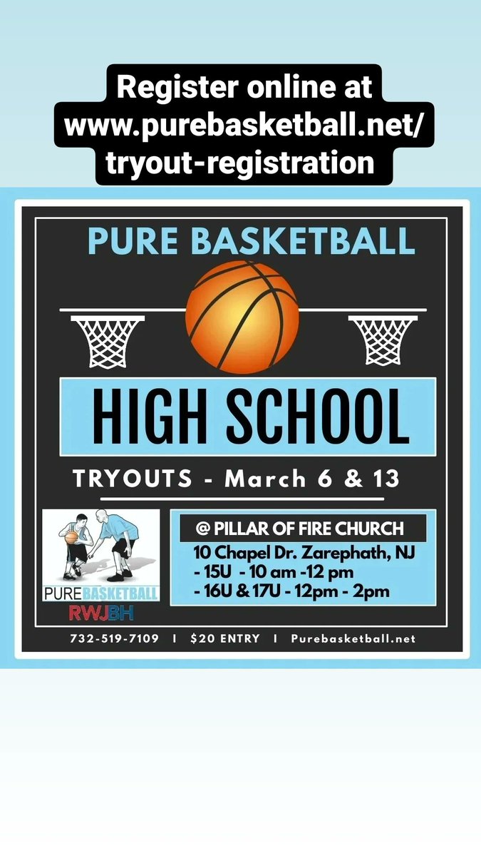 PureBBallAAU's tweet photo. 2 Days Away!
Pure Basketball High School Boys Tryouts.
15U. 10am-12pm
16U. 12pm-2pm
17U-Unsigned Seniors 12pm-2pm
Please register online at https://t.co/Xlwc4Y91lm
#purebasketballnjnyc #purebasketball #Tryouts #basketballtryouts #boys https://t.co/bugxGJOfbh