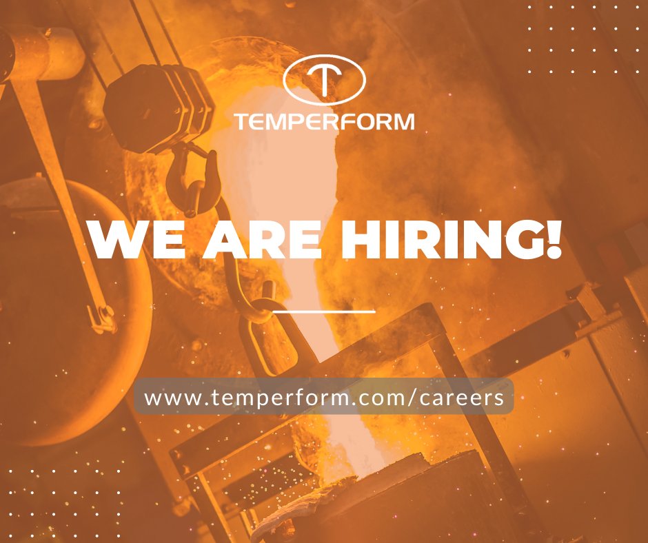 Our foundry is hiring Production Workers. No foundry experience necessary!

Apply Today!

#weareremarkable #temperform #foundry #nowhiring #steel #castings #manufacturing #production #calawton #lawtondifference