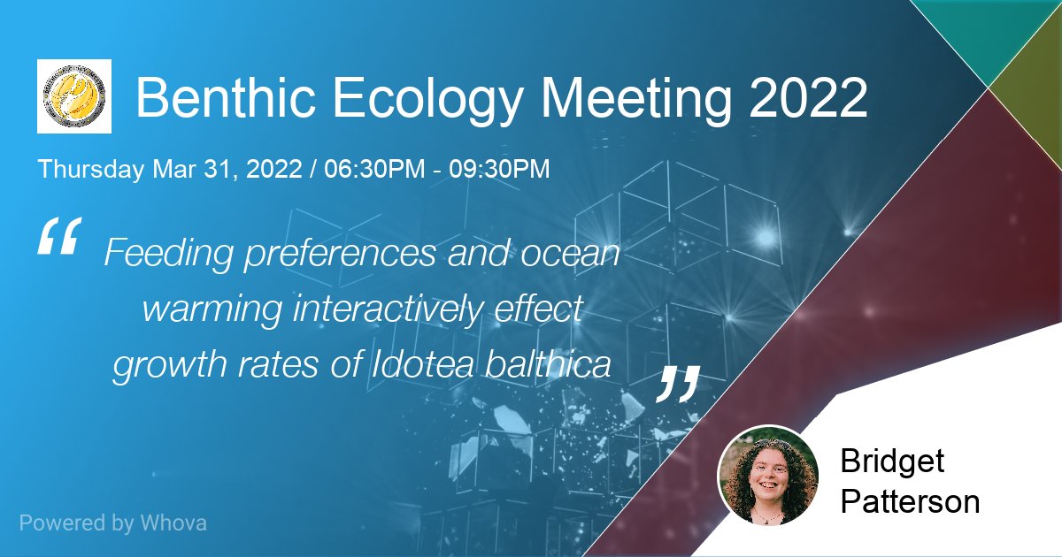 I'm excited to be presenting my summer research at my first conference, this year's Benthic Ecology Meeting!