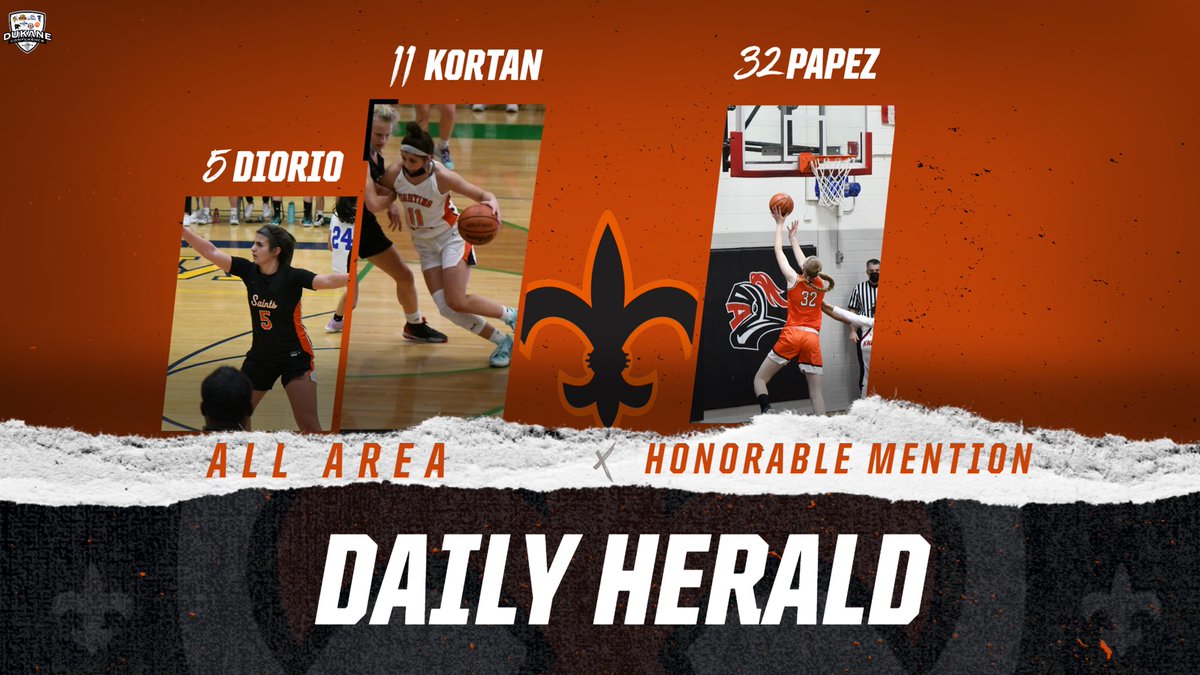 Congratulations to our Lady Saints, <a href="/TKortan2022/">Torrie Kortan</a>, <a href="/lexi_diorio/">Lexi DiOrio</a> &amp; <a href="/CaliPapez/">Cali Papez</a> for making the <a href="/dhpreps/">Daily Herald Preps</a> All-Area Team! #GoSaints ⚜️🏀