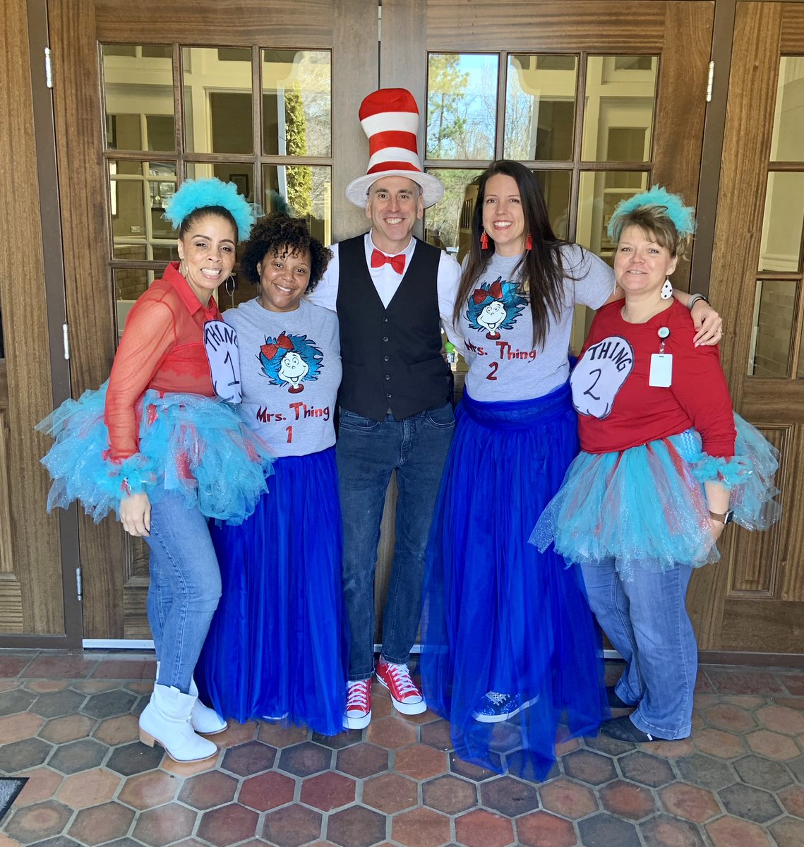 Another successful Dr. Seuss Day!!  Mr. Regnier and all his “things” who actually run the school!!
#ForeverPine🌲💚 <a href="/PSS_D7/">Pine Street School</a> @SchoolDistrict7 <a href="/DenReg71/">Dennis Regnier</a>