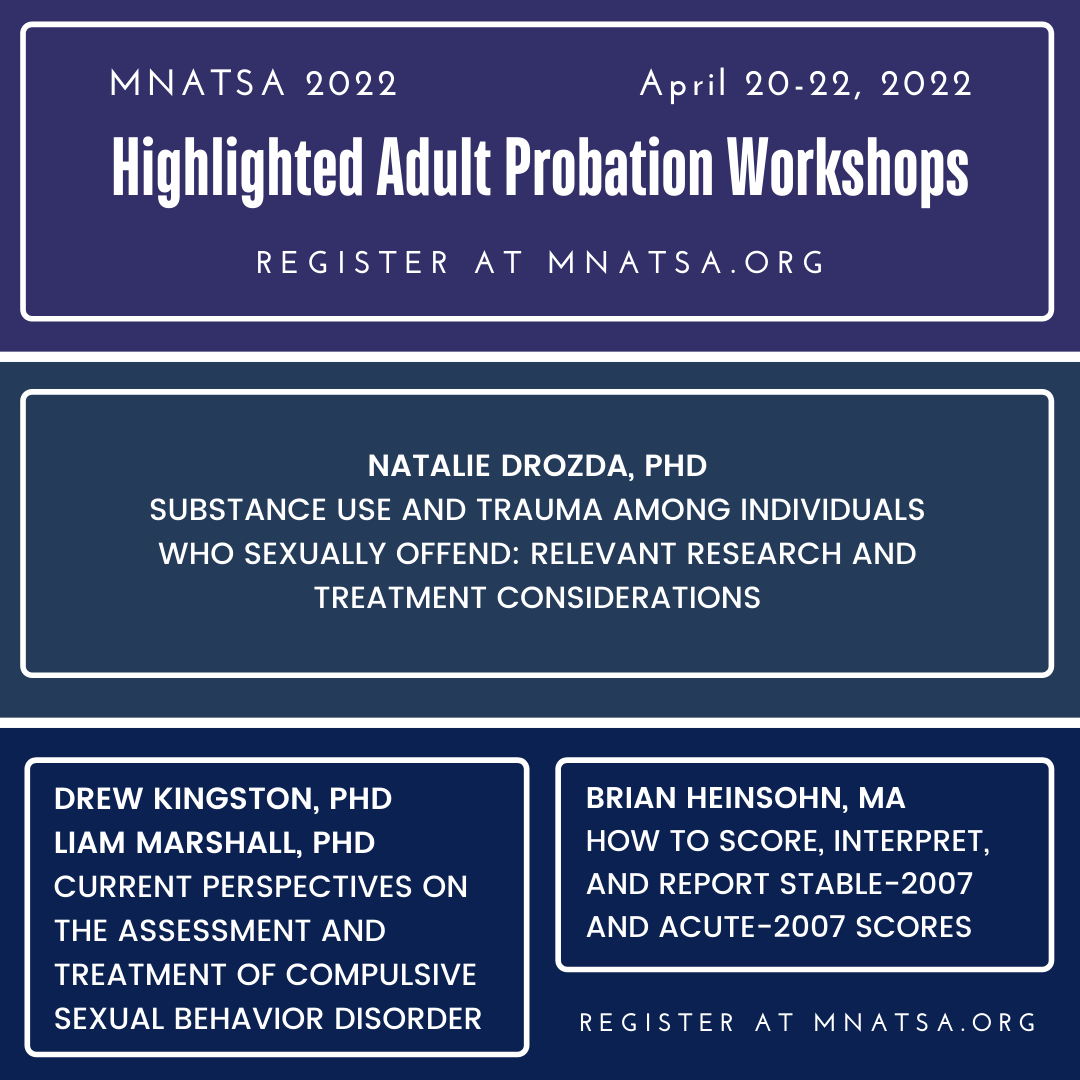 mn_atsa's tweet photo. Here are 3 more of the 7 workshops focused on adult probation happening at MnATSA 2022 🙌 Learn more about each session in the conference brochure, as well as register for the 2022 conference happening April 20-22 at https://t.co/txVF7uci5w -- link in bio! 

#MNATSA #MNATSA2022 https://t.co/TI6kuT5TMh