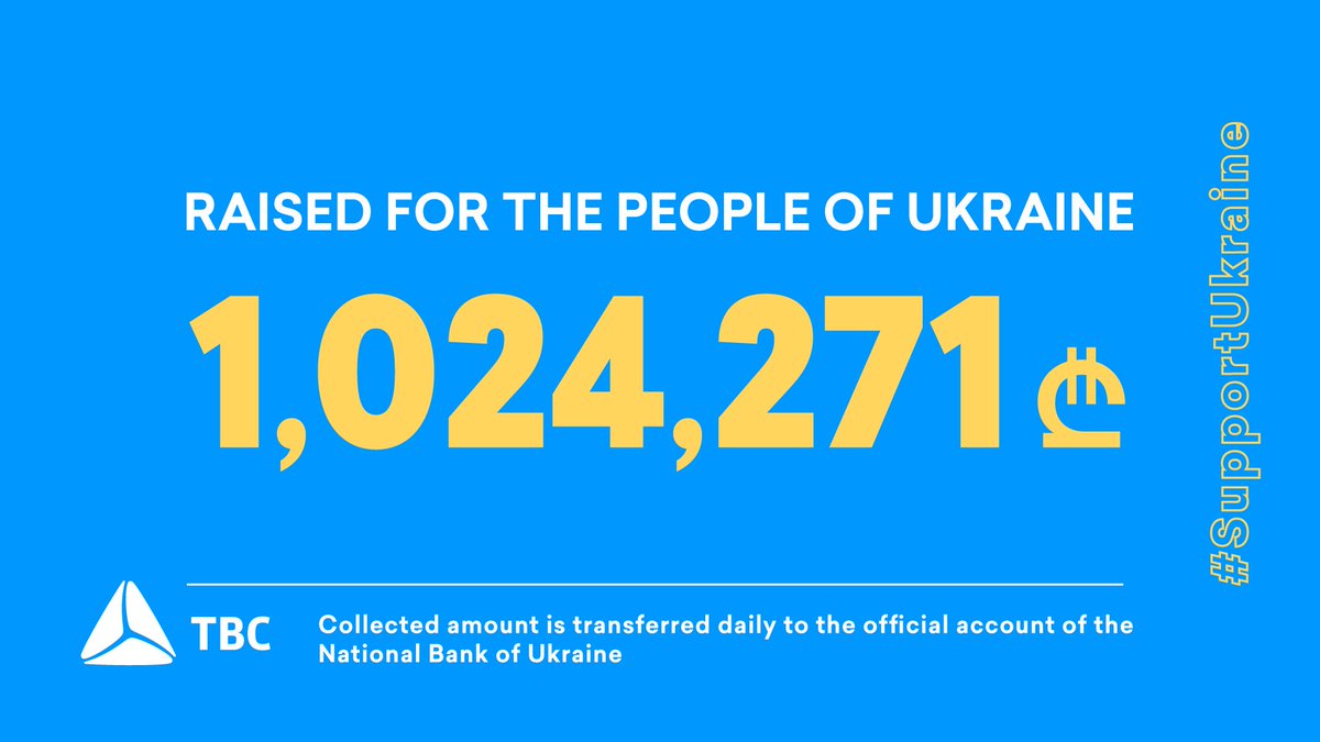 JSCTBC's tweet image. In order to show our support for the people of Ukraine we’ve set up a fundraising account and donated GEL 200.000. 

Georgian citizens can transfer donations to local Ukrainian bank accounts without transaction fees.
USD | EUR
#GE80TB7318736180100001
GEL #GE68TB7318736080100007