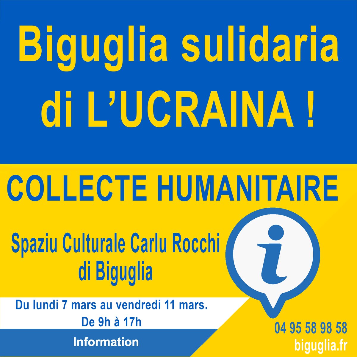 MairieBiguglia's tweet photo. 🇺🇦 🤝Biguglia solidaire de l'Ukraine ! 🤝 🇺🇦 

Un grand merci aux nombreux donateurs ainsi qu'aux bénévoles et agents de la mairie pour leur travail et leur implication 👏

🤝La collecte se poursuit dès lundi 7 mars jusqu'au vendredi 11 mars, de 9h à 17h ! 💪

📍Spaziu Culturale https://t.co/PYwZtFxEZ3