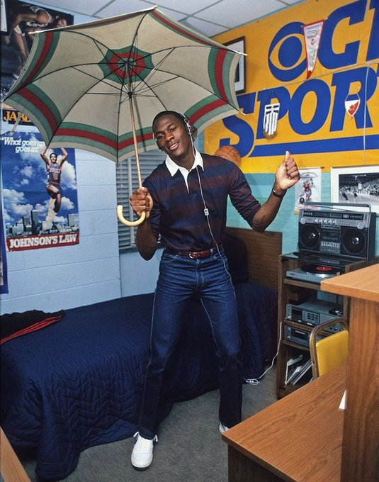 20 year old Michael Jordan in his dorm, 1983