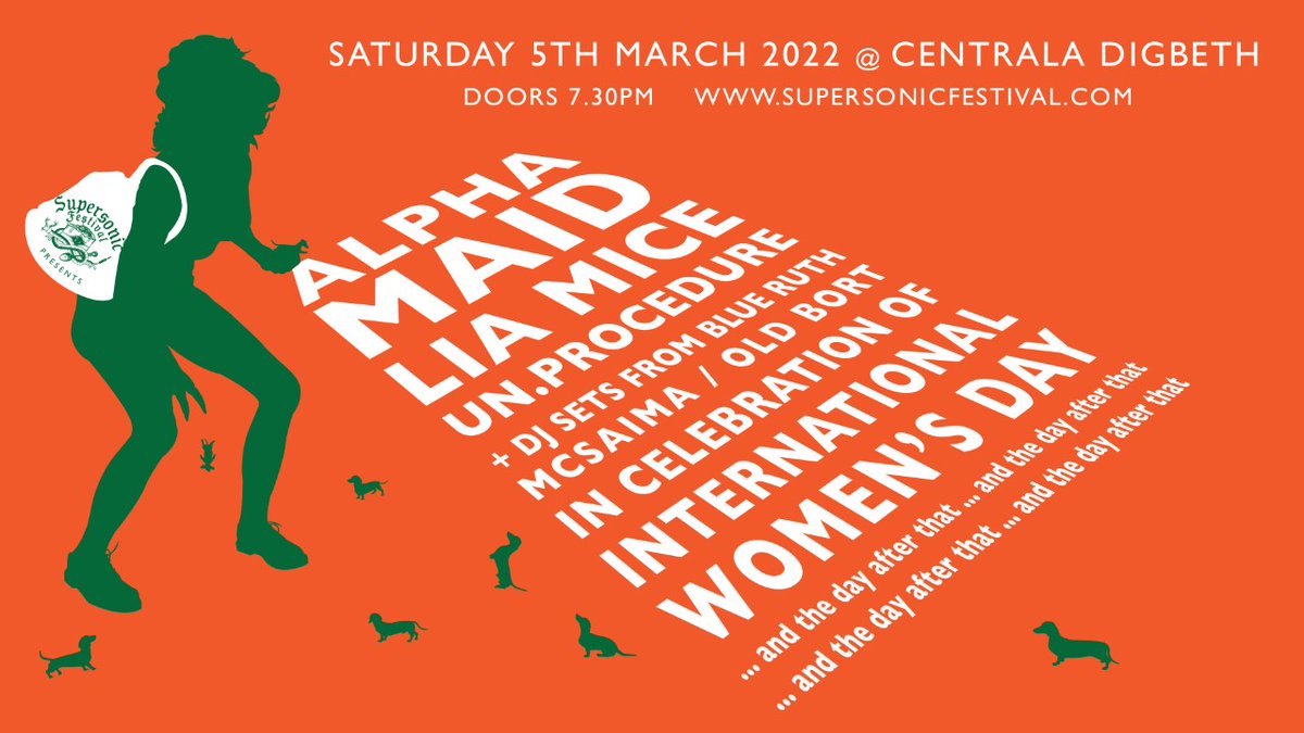 Centrala_space's tweet photo. Tomorrow..

Come join us at Centrala for @supersonicfest in celebrating incredible Women artist including performances from #AlphaMaid, @Lia_Mice, Un.Procedure plus DJs Blue Ruth, Old Bort, @McSaima

Tickets Available:
https://t.co/koWHgIU3Sx

#InternationalWomensDay2022 https://t.co/gk7a4vXLur